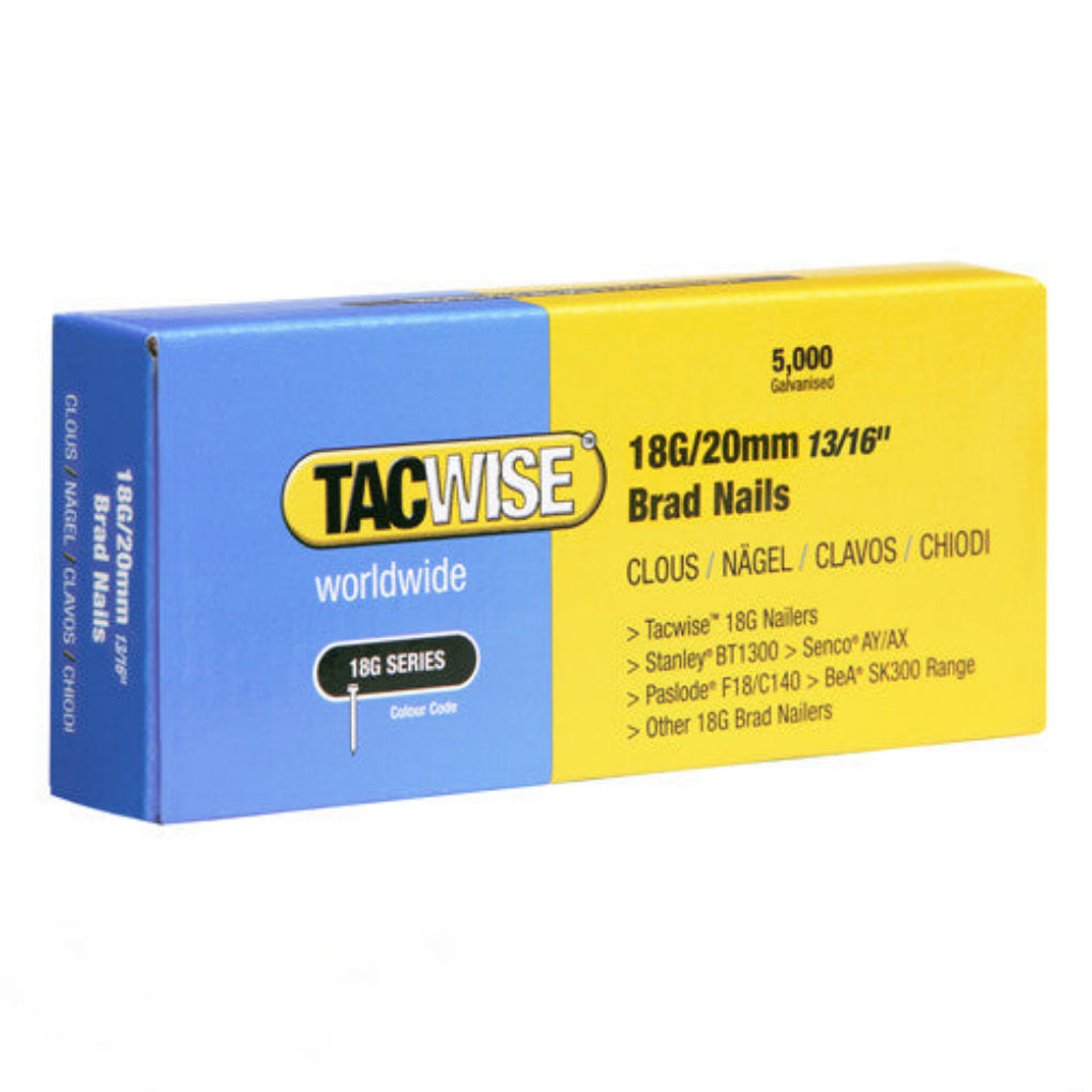 Type 18G/20mm Galvanised Brad Nails, Pack of 5000